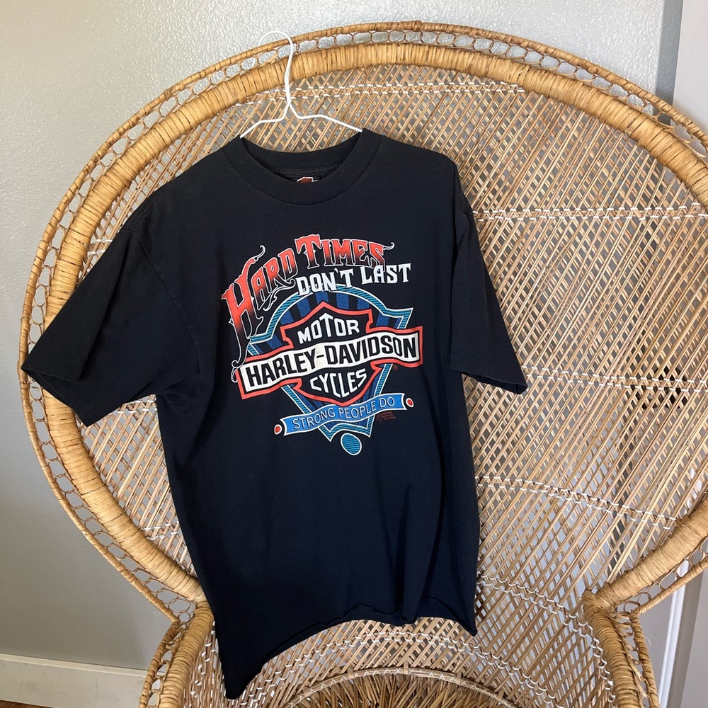 Vintage hard times Harley Davidson T-shirt - Picture 3 of 9